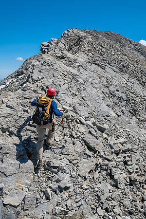 Ascending the west ridge to the summit of Gibraltar Mountain.