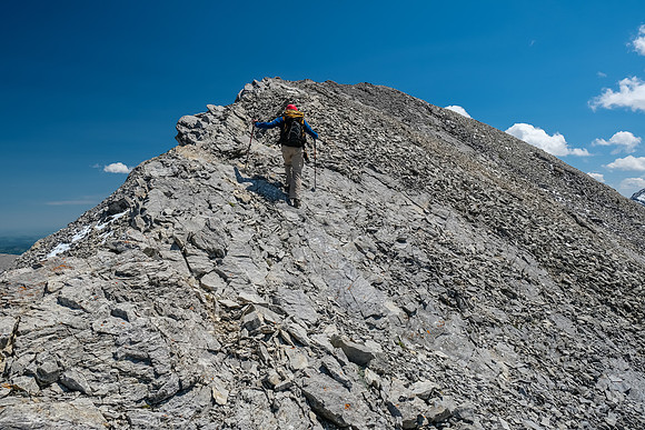 Ascending the west ridge to the summit of Gibraltar Mountain.