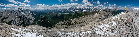 Summit view south to Jagermeister (L), Mist, Storm, Mist Ridge, Rae.