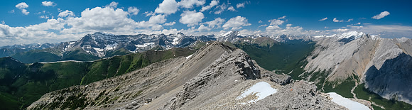 Views back to Mist, Storm, Arethusa, Rae, Tombstone and Burns over the false summit.