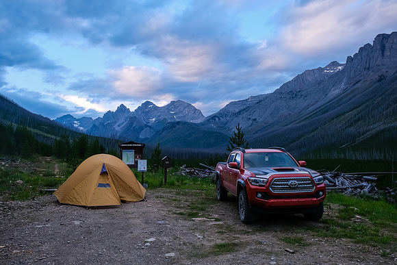 Car camping at the Middle Fork Trailhead.