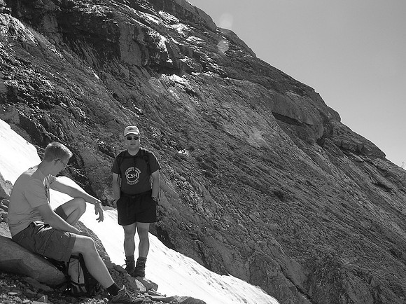 Josh and Sonny taking a break on the ascent.