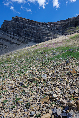 Looking back at the descent route from Inflexible.