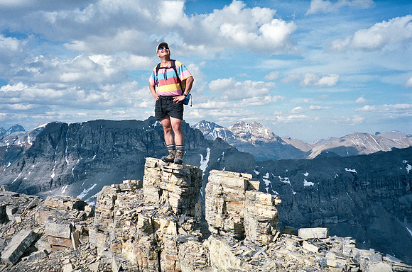 Sonny goofs around on the summit of Dolomite Peak.