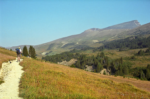 The trail runs high above the canyon below.