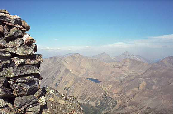 At the summit of Curator Mountain with views to the Notch.
