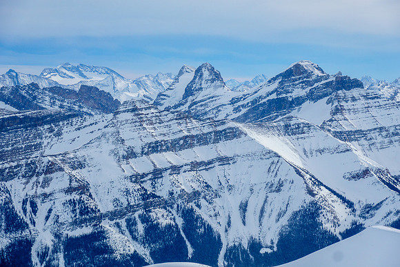 Bonnet at distant left with Merlin Ridge at foreground. Pika and Richardson at mid.