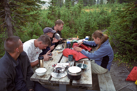 Making supper at the Snowbowl Campground.