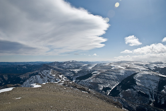 Looking south along the Chinook cloud line above and the Burke ridge line below.