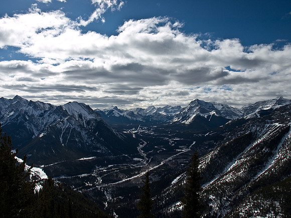 McDougall, Kananaskis Peak, Wasootch, The Wedge, James Walker, Fortress, Kidd and Bogart (L to R).