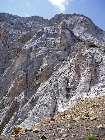 Looking back at the crux terrain. A slip here is NOT optional.
