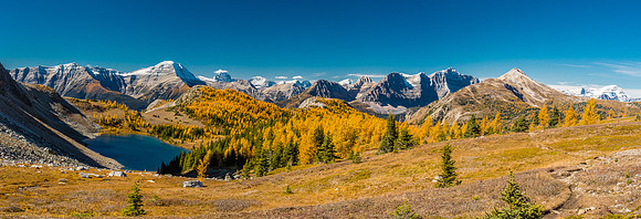 From near Citadel Pass, looking over Citadel Lake towards the Ball Range with The Monarch and Quartz Hill on the right.