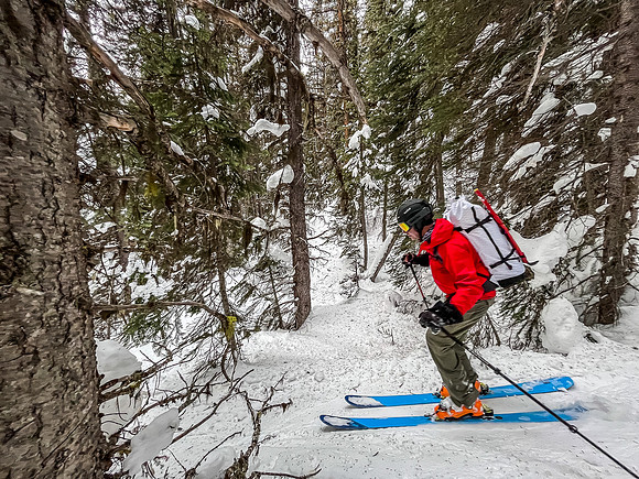 Survival skiing back to hwy 93.