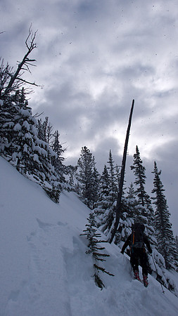 Jason struggles in the deep snow.
