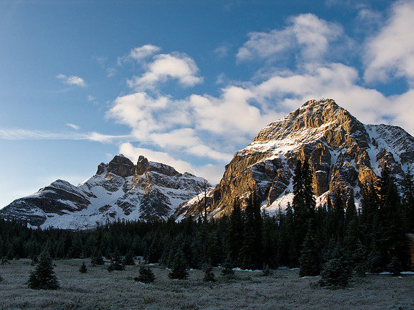 Naiset Point with morning sun from near the Naiset Huts.