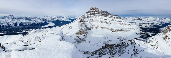 Mount Hector looms 400 meters higher than us.