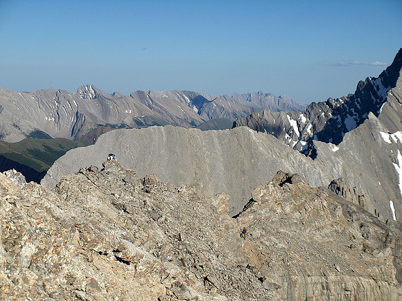 Wietse and Kev coming up to the summit - Storm on the right.