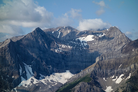 Looking across the Spray Lakes road to Mount French and Smith Dorrien.