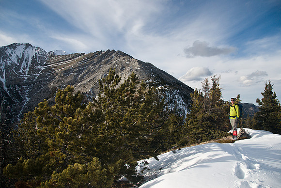 Vern at the summit of Gunnery Mountain with Holy Cross in the background.