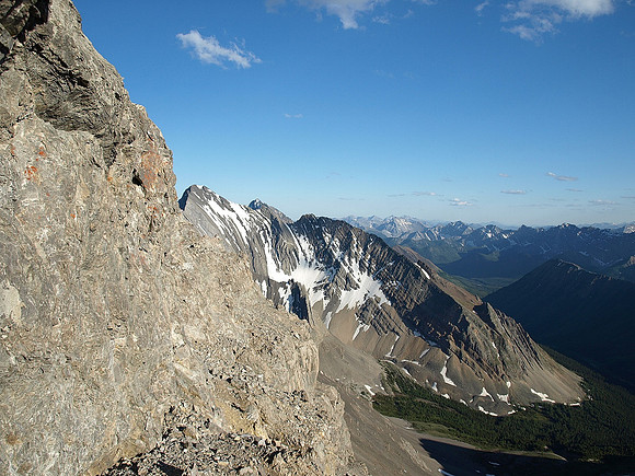 Heading back along the summit ridge.