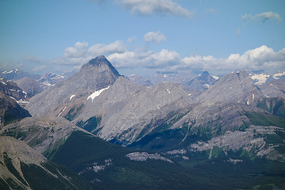 Mud Lake visible at lower right with Commonwealth Ridge, Peak and Birdwood to the left.