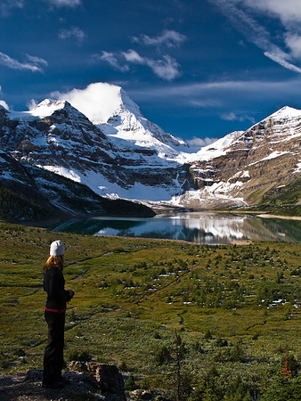 Hanneke takes in the great views around the Assiniboine Lodge.
