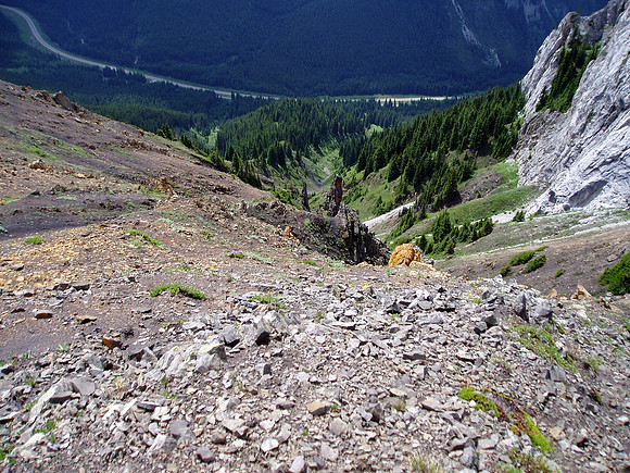 Looking way down the approach slopes.