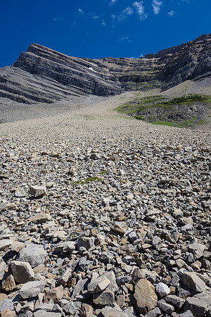 Looking back at the descent route from Inflexible.