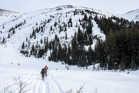 We went up the foreground slope before heading more south (R) to the upper col visible at upper R.