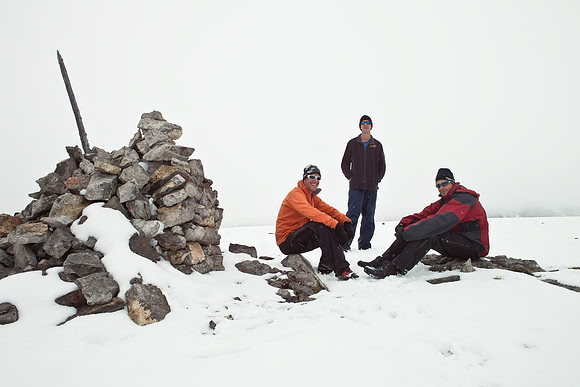 The boys back at the main cairn.