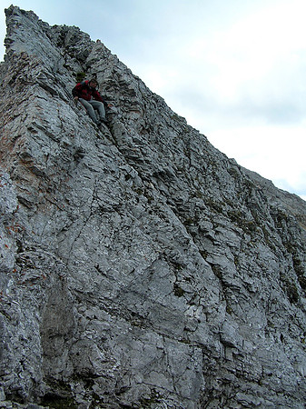 Jon coming down the second tricky down climb just before the Window Mountain summit. Rocks were very loose here.